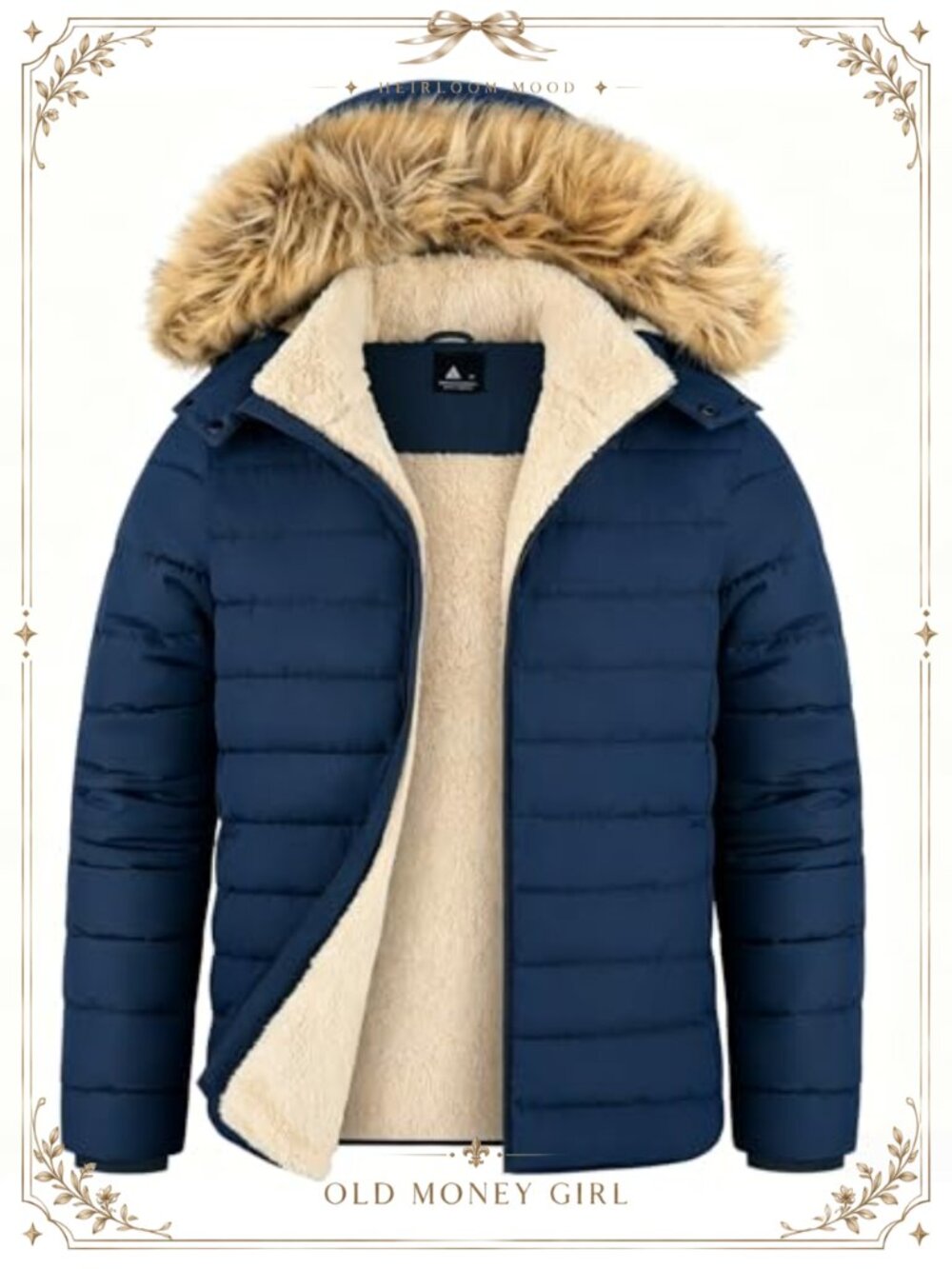 Sherpa Lined Hooded Puffer Jacket Lightweight Winter Coat